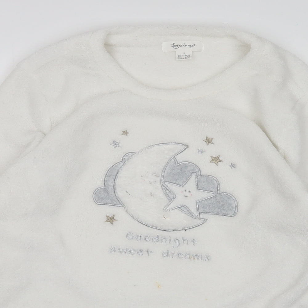 Primark Womens White  Polyester Top Pyjama Top Size S