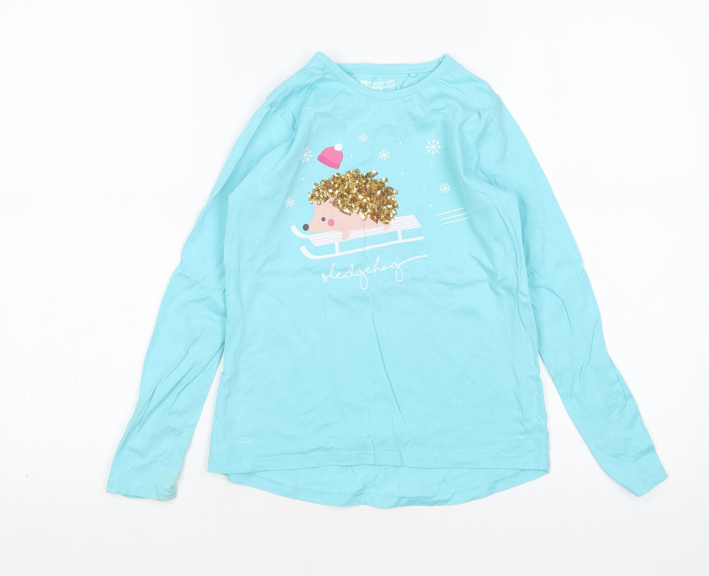 Mountain Warehouse Girls Blue  Cotton Basic T-Shirt Size 7-8 Years Round Neck