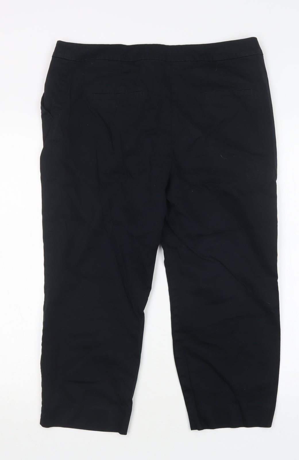 TU Womens Black  Cotton Cropped Trousers Size 16 L22 in Regular