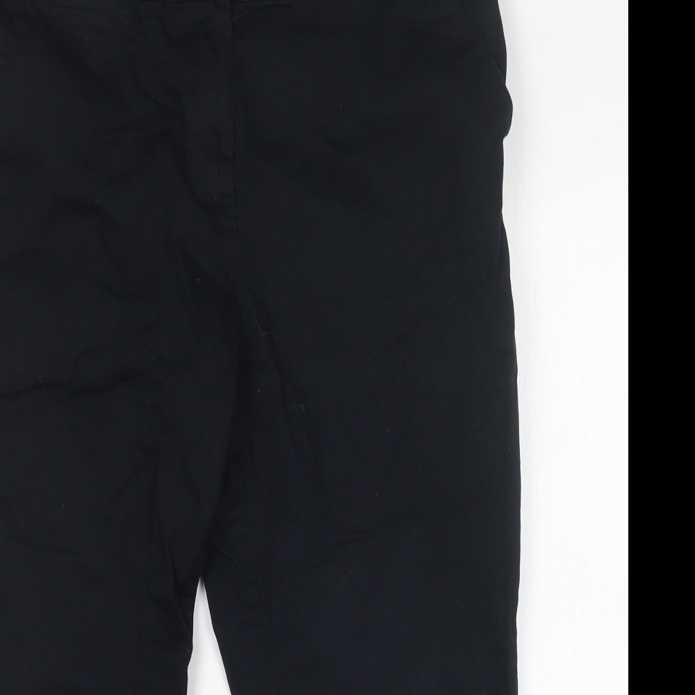 TU Womens Black  Cotton Cropped Trousers Size 16 L22 in Regular
