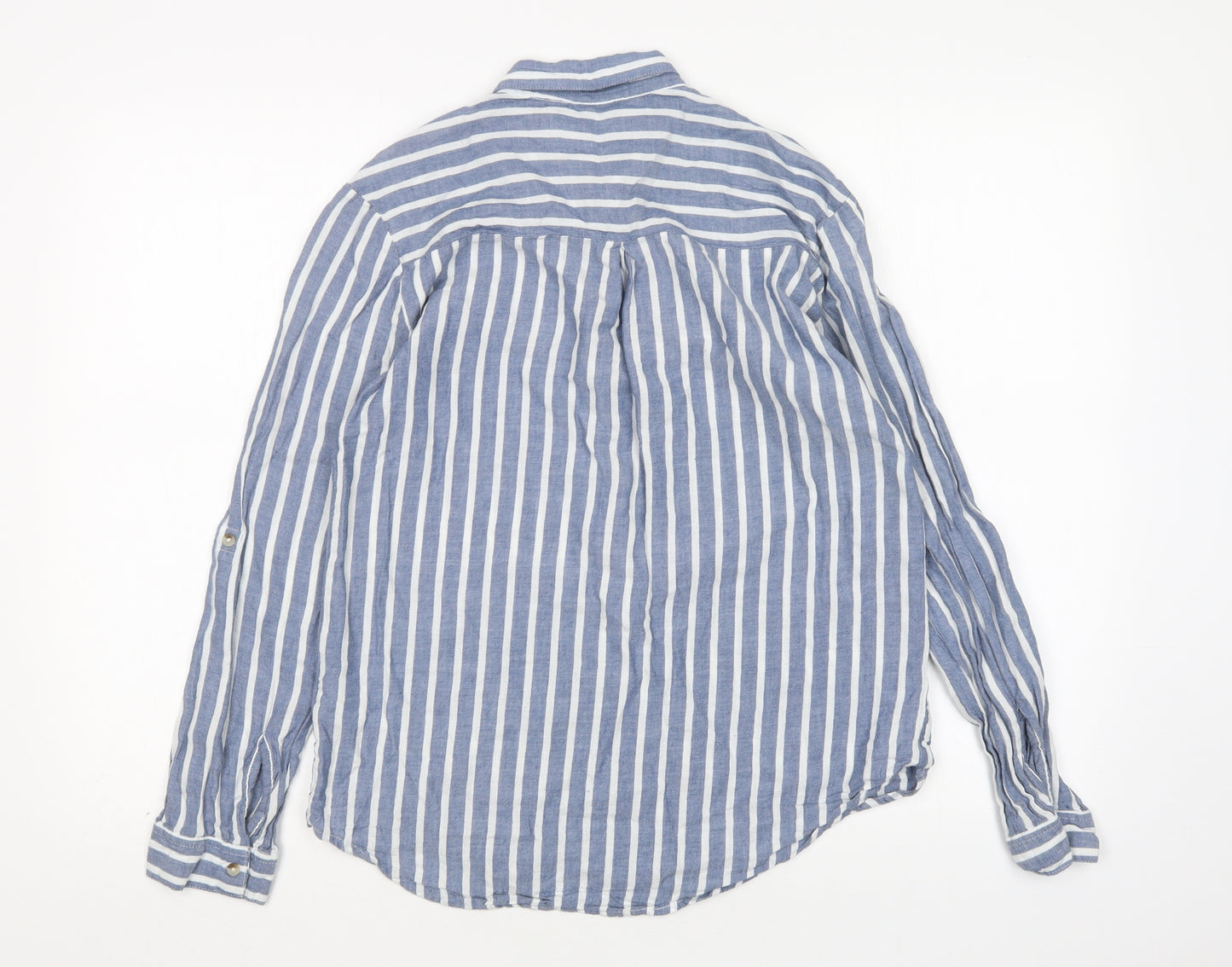 Primaark Womens Multicoloured Striped Cotton Basic Button-Up Size 10 Collared