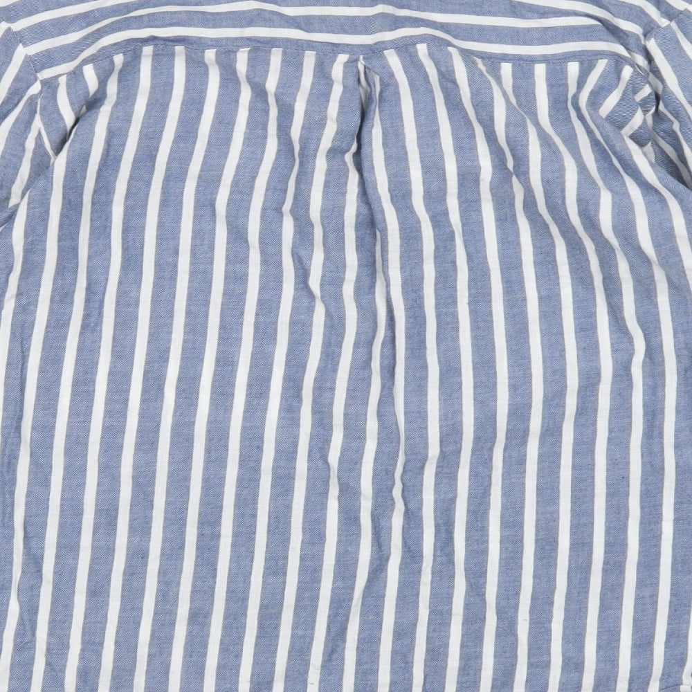 Primaark Womens Multicoloured Striped Cotton Basic Button-Up Size 10 Collared