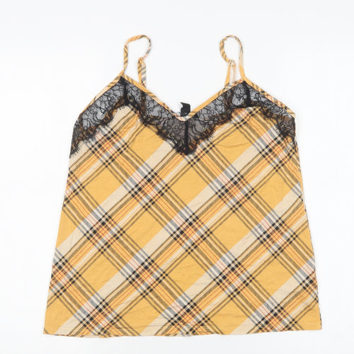 New Look Womens Multicoloured Plaid Viscose Basic Tank Size M V-Neck