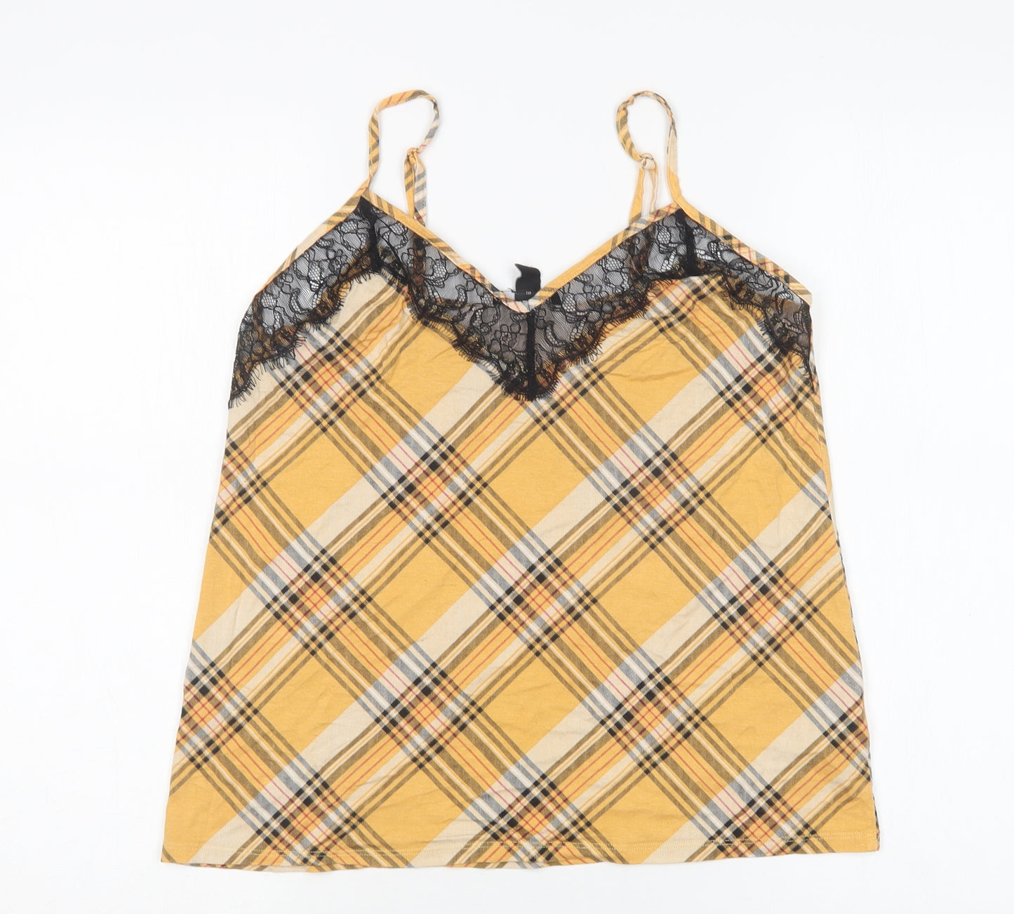 New Look Womens Multicoloured Plaid Viscose Basic Tank Size M V-Neck