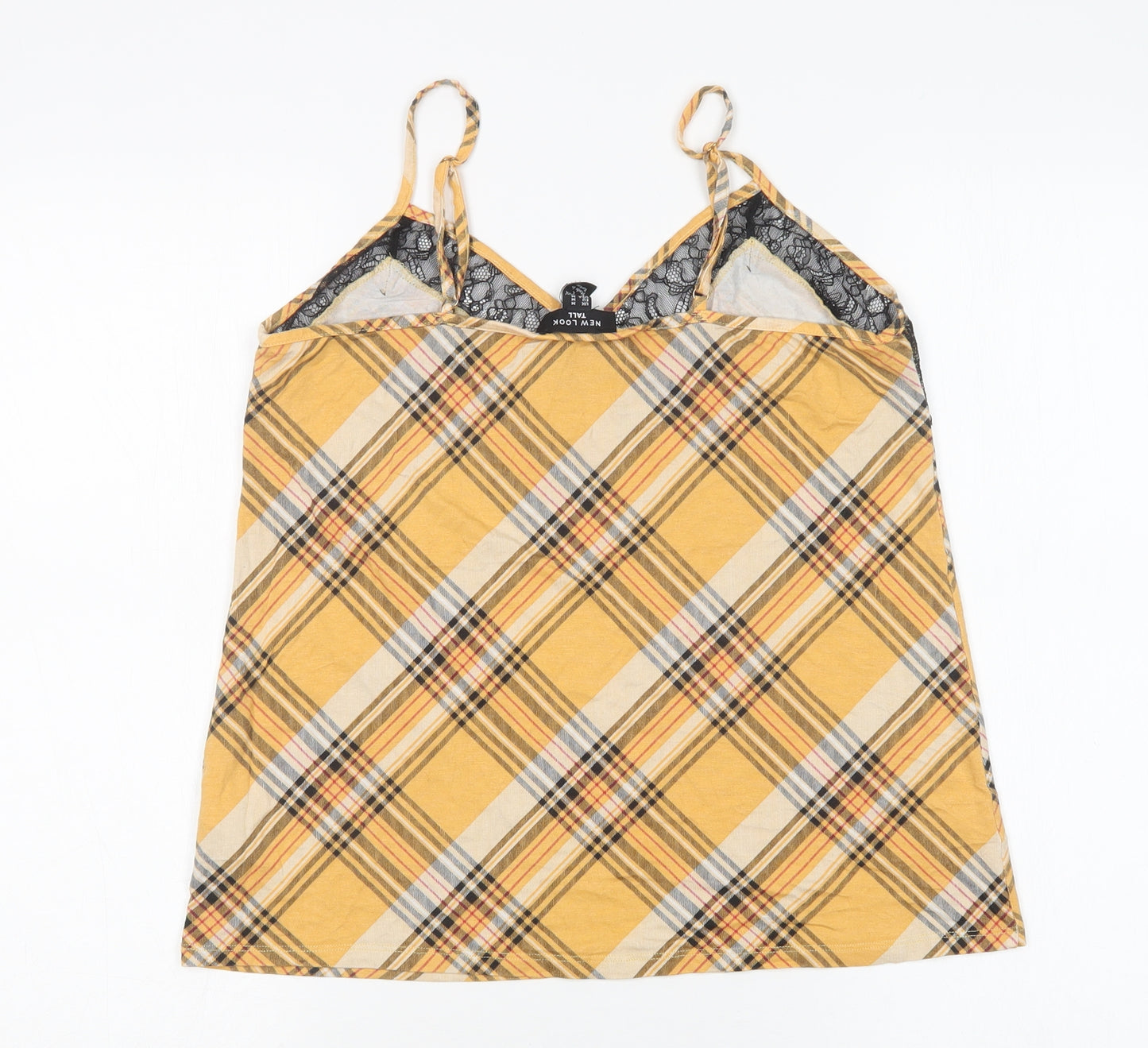 New Look Womens Multicoloured Plaid Viscose Basic Tank Size M V-Neck
