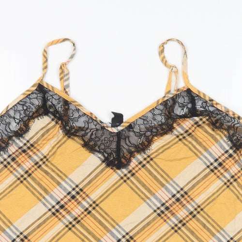 New Look Womens Multicoloured Plaid Viscose Basic Tank Size M V-Neck