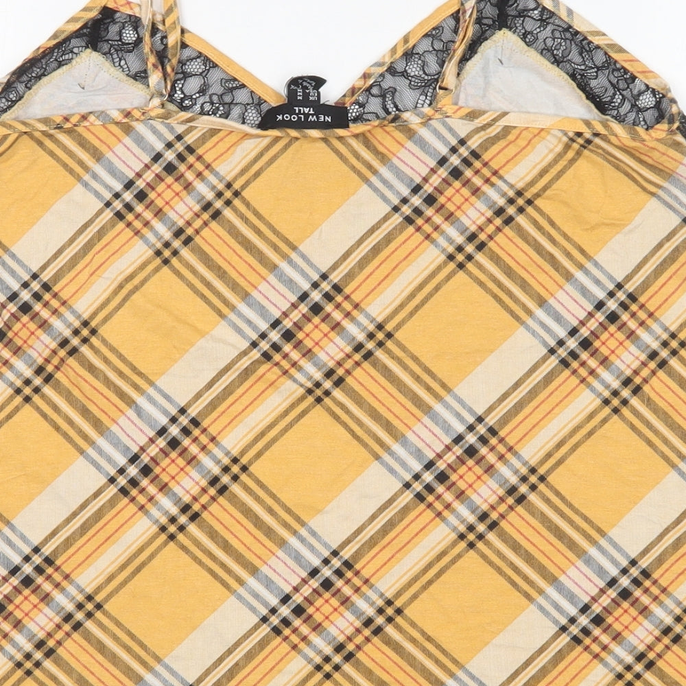 New Look Womens Multicoloured Plaid Viscose Basic Tank Size M V-Neck