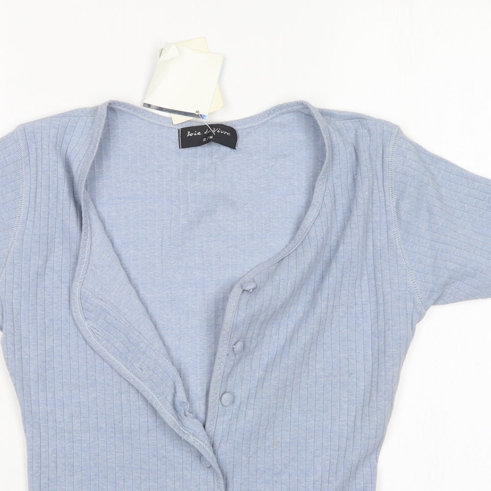 Matalan Womens Blue Round Neck  Cotton Cardigan Jumper Size S