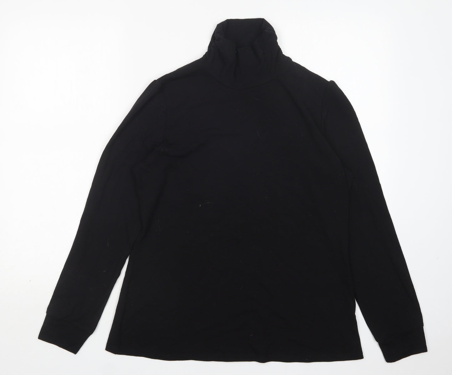 NEXT Womens Black  Polyester Basic T-Shirt Size 16 Roll Neck