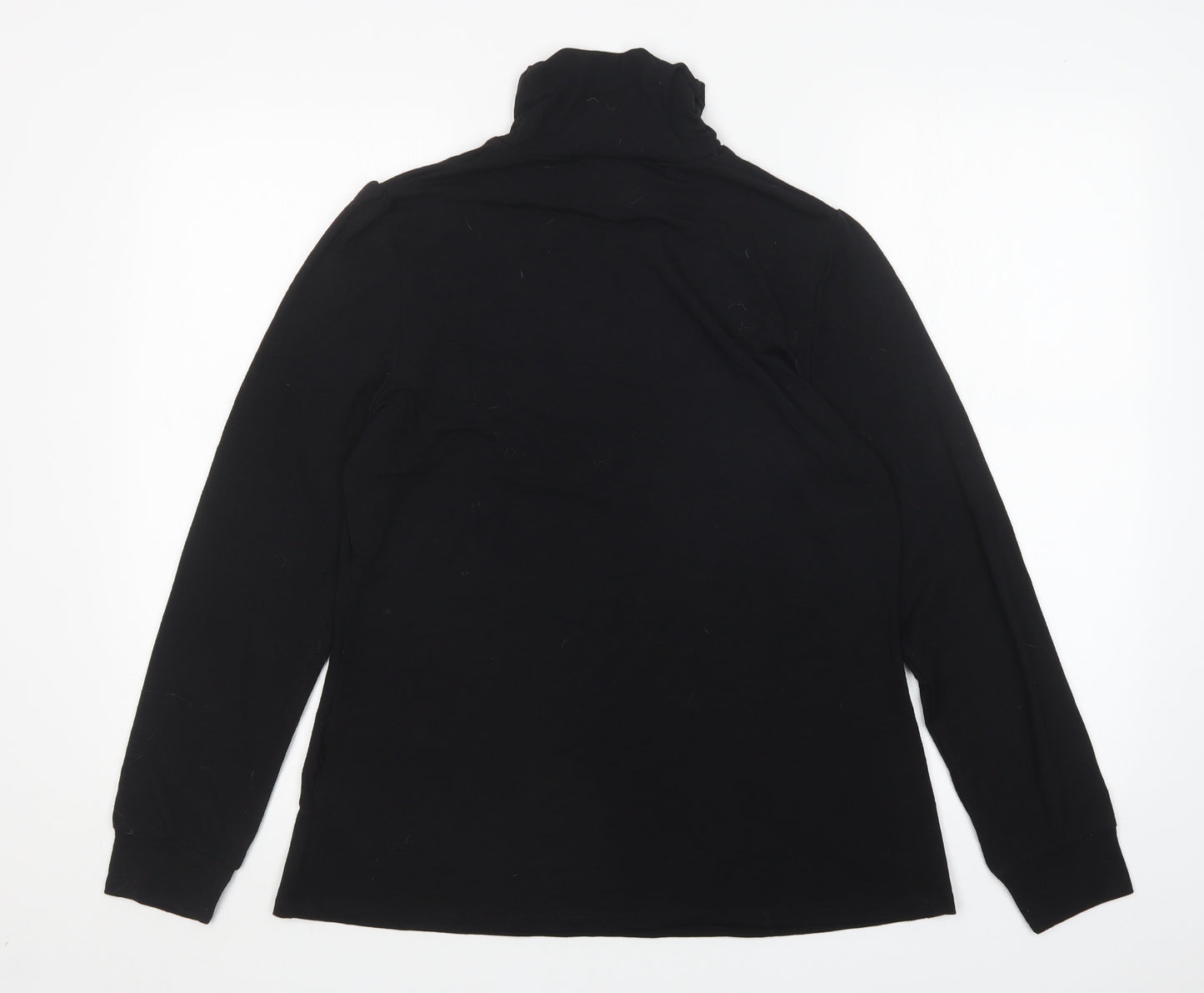 NEXT Womens Black  Polyester Basic T-Shirt Size 16 Roll Neck