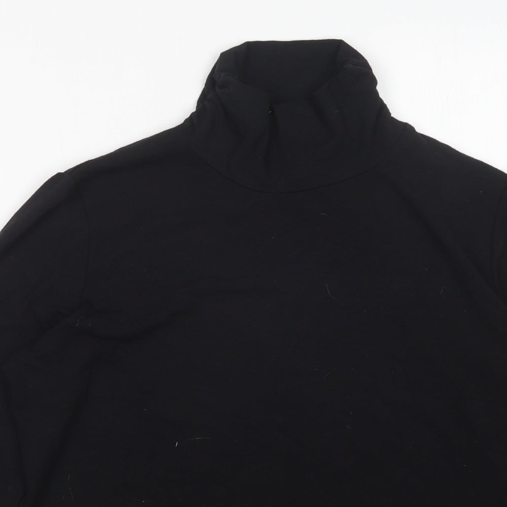 NEXT Womens Black  Polyester Basic T-Shirt Size 16 Roll Neck