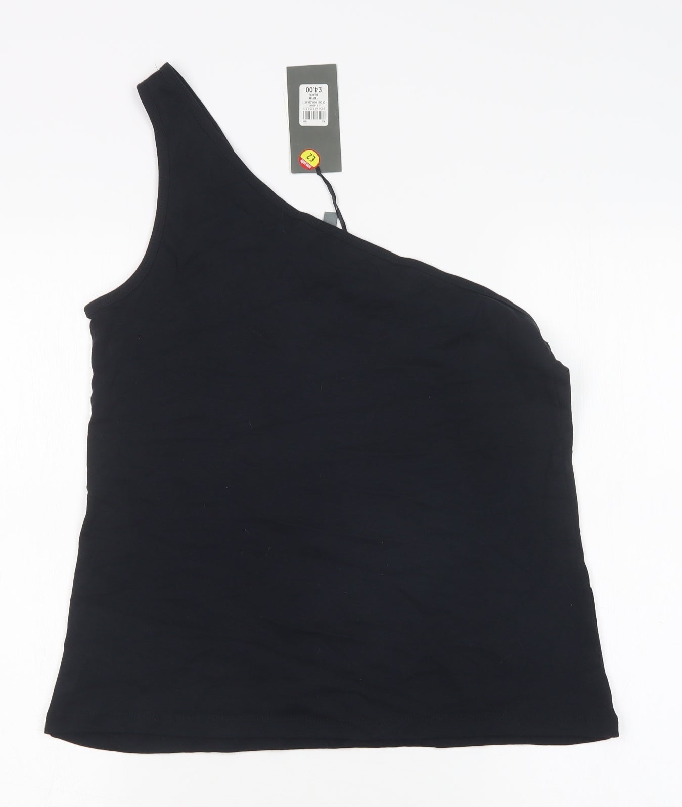 Originals Womens Black  Cotton Basic Tank Size 16 One Shoulder