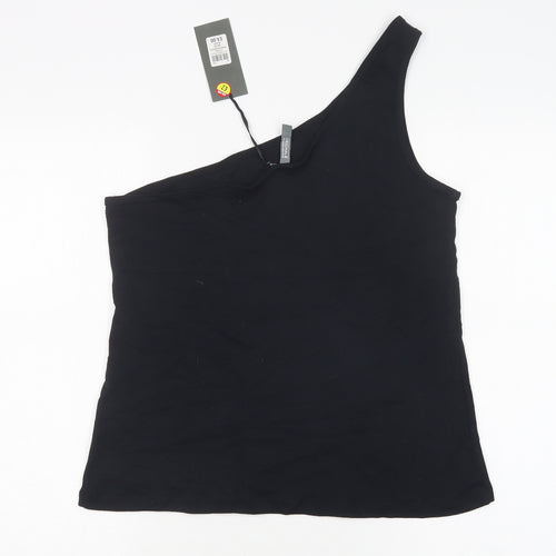 Originals Womens Black  Cotton Basic Tank Size 16 One Shoulder
