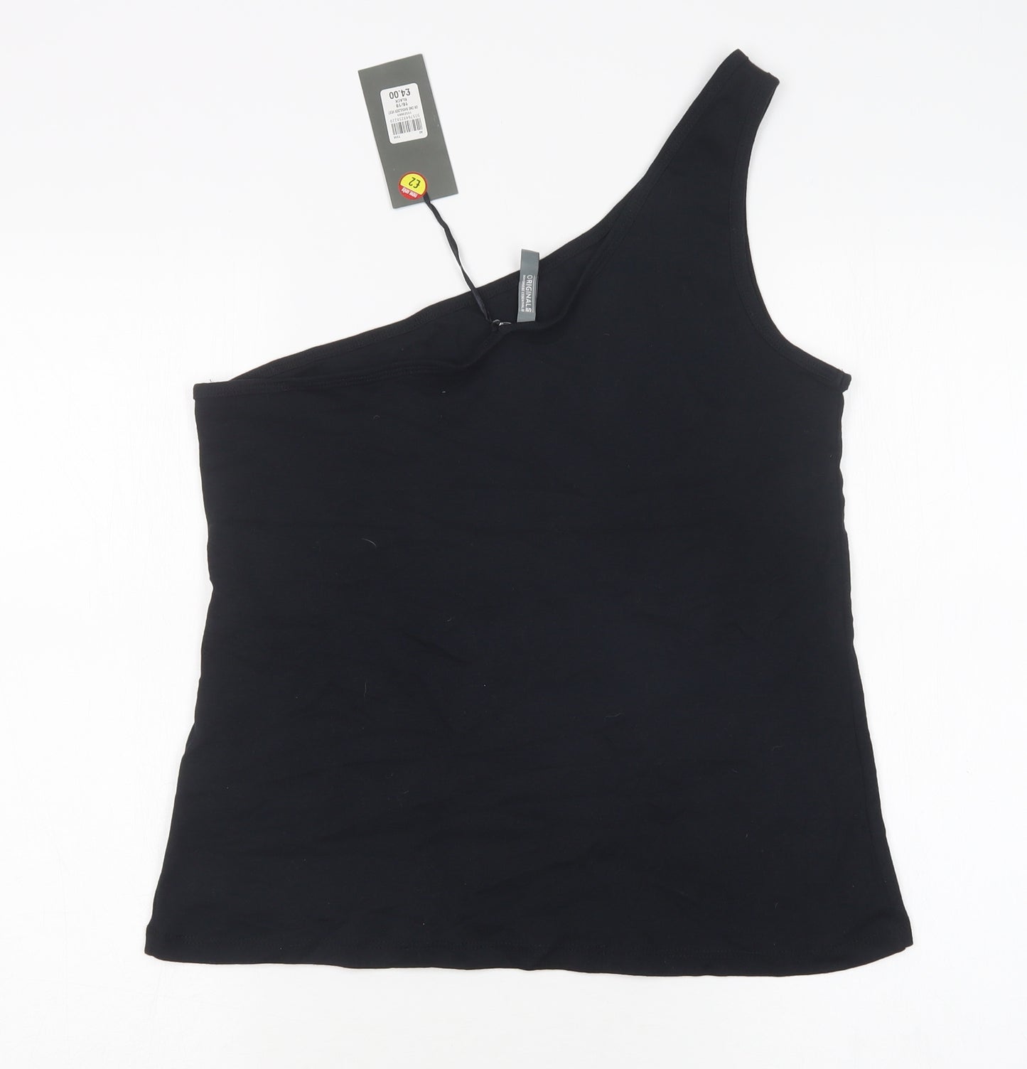 Originals Womens Black  Cotton Basic Tank Size 16 One Shoulder