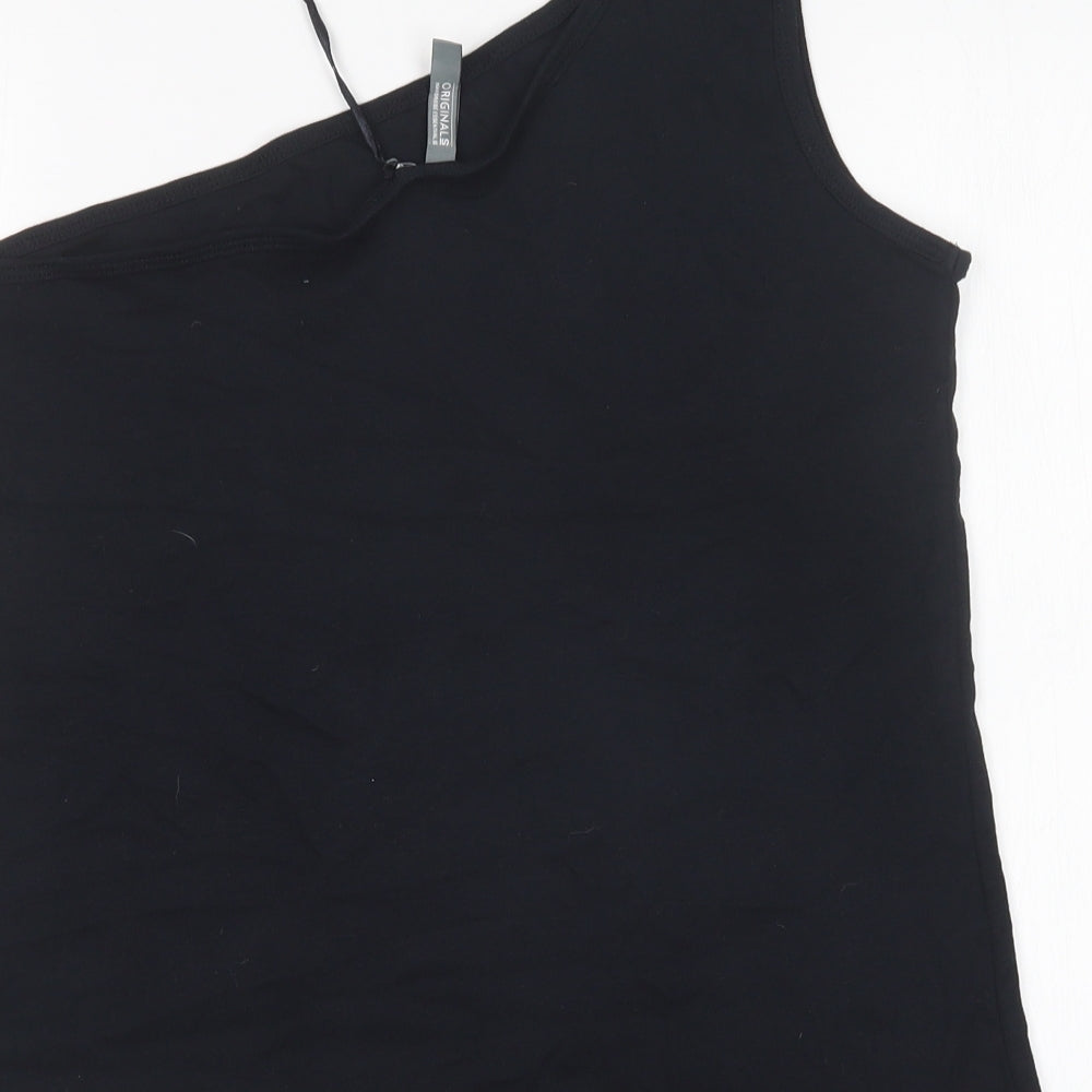 Originals Womens Black  Cotton Basic Tank Size 16 One Shoulder