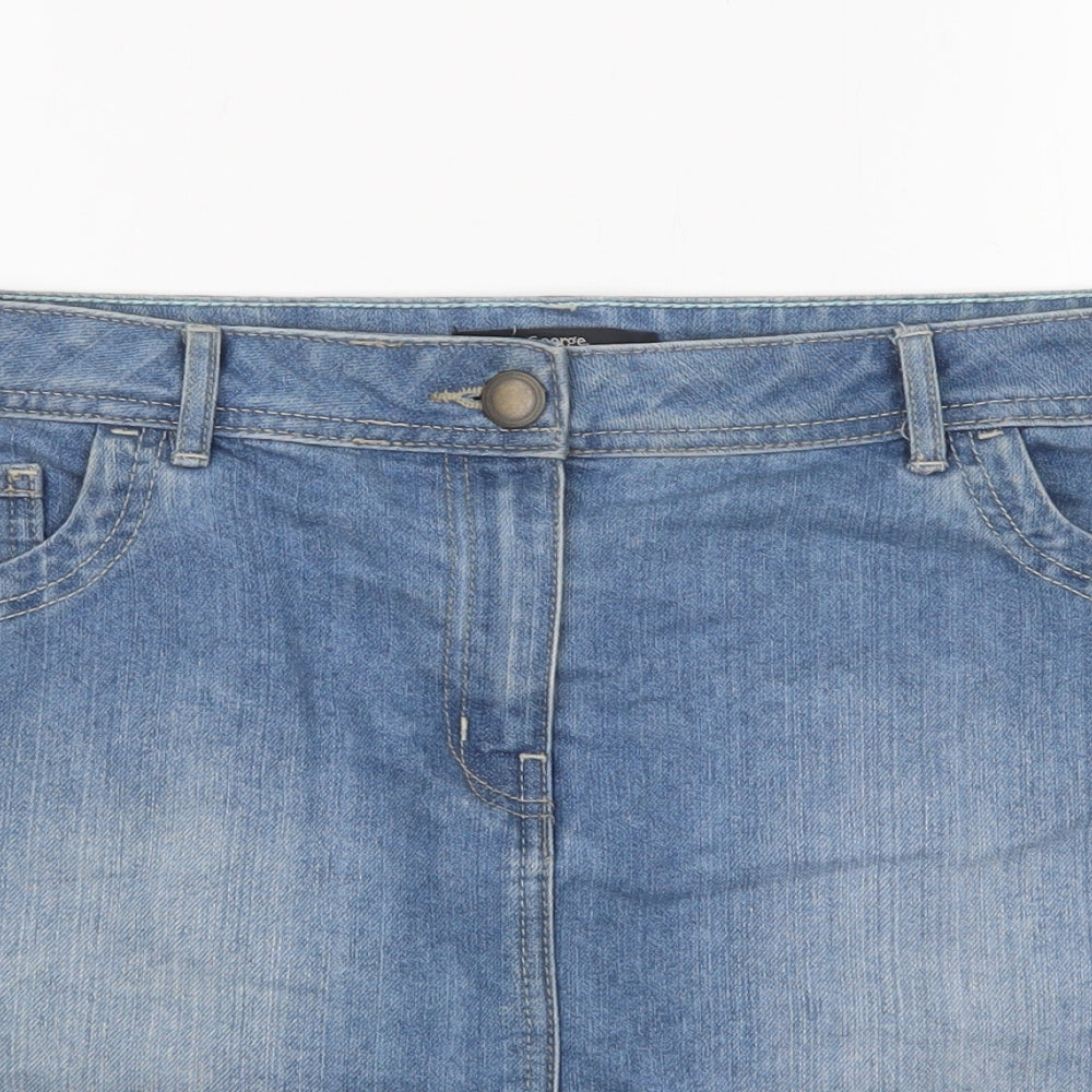 George Womens Blue  Cotton Mini Skirt Size 16