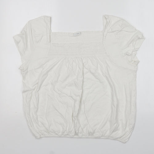 ethelaustin Womens White  Cotton Basic T-Shirt Size 20 Square Neck
