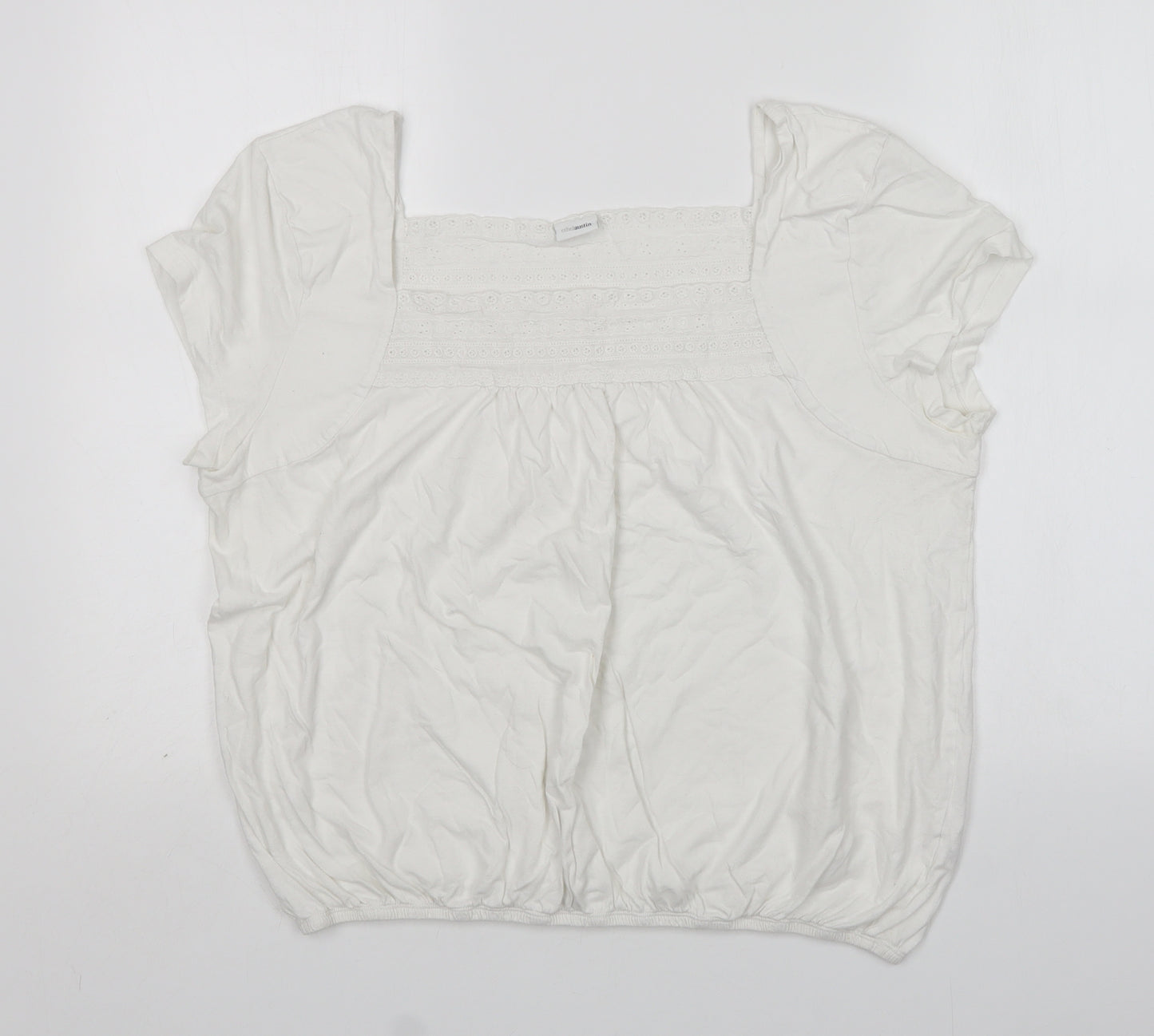 ethelaustin Womens White  Cotton Basic T-Shirt Size 20 Square Neck