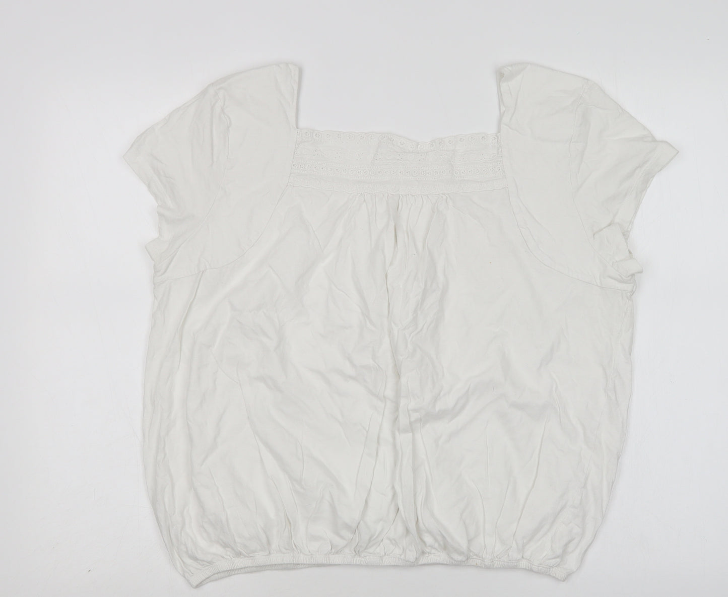ethelaustin Womens White  Cotton Basic T-Shirt Size 20 Square Neck