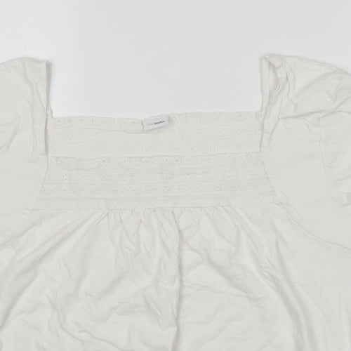 ethelaustin Womens White  Cotton Basic T-Shirt Size 20 Square Neck