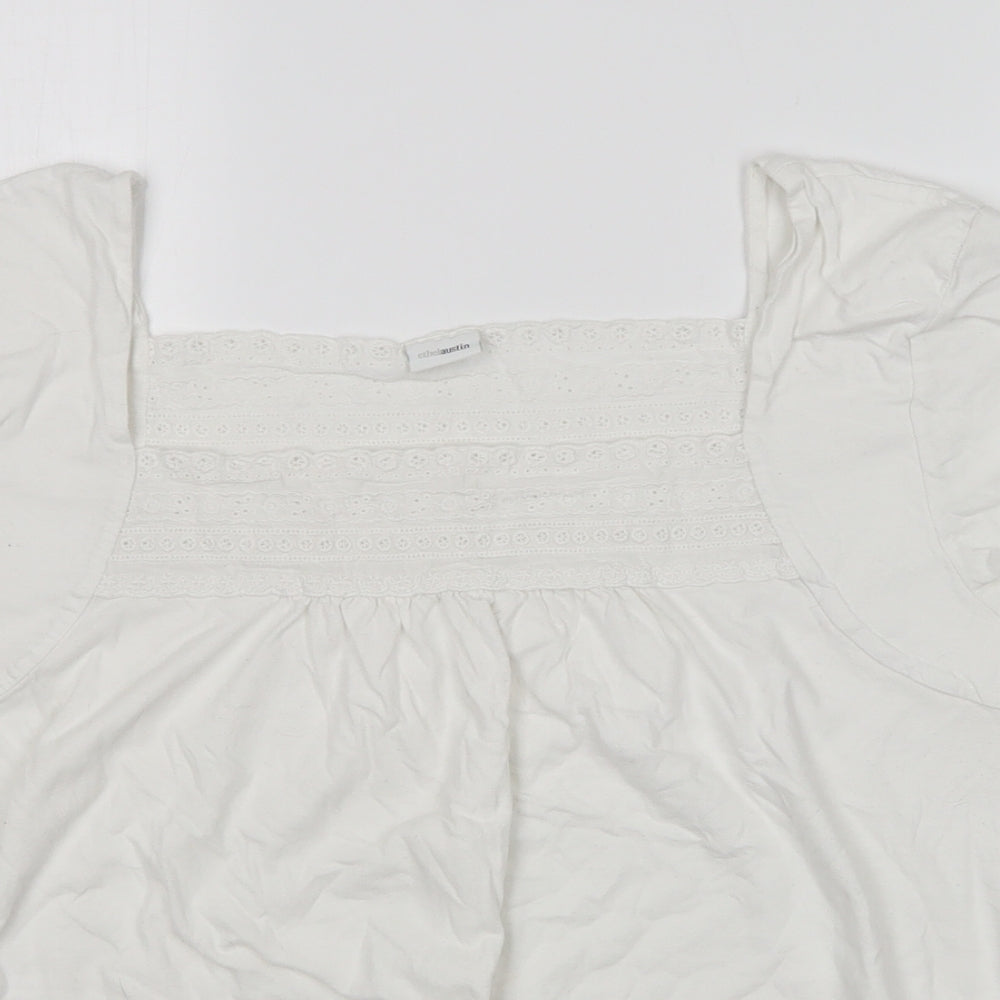 ethelaustin Womens White  Cotton Basic T-Shirt Size 20 Square Neck