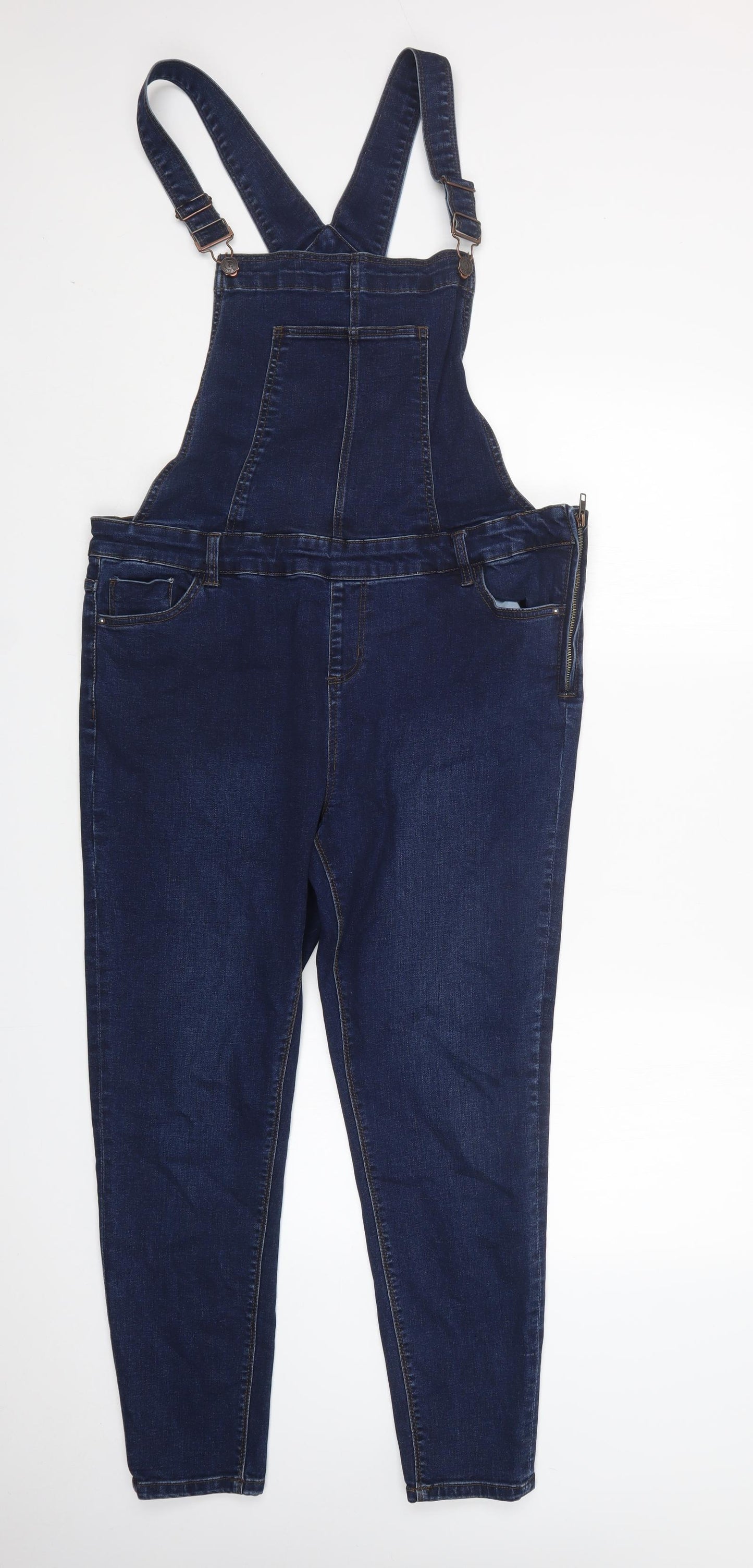 New Look Womens Blue  Cotton Dungaree One-Piece Size 18 L26 in