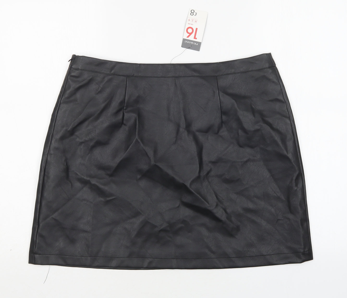 Primark Womens Black  Polyurethane Mini Skirt Size 16