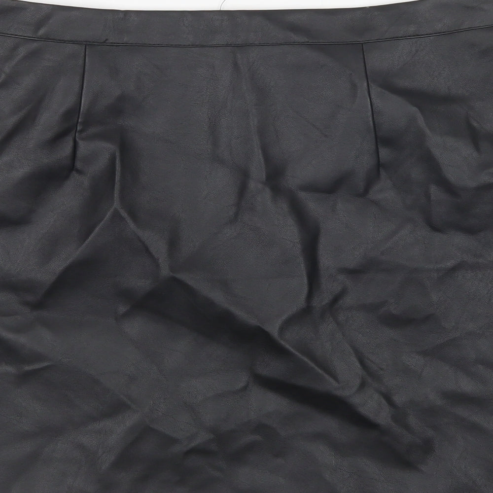 Primark Womens Black  Polyurethane Mini Skirt Size 16