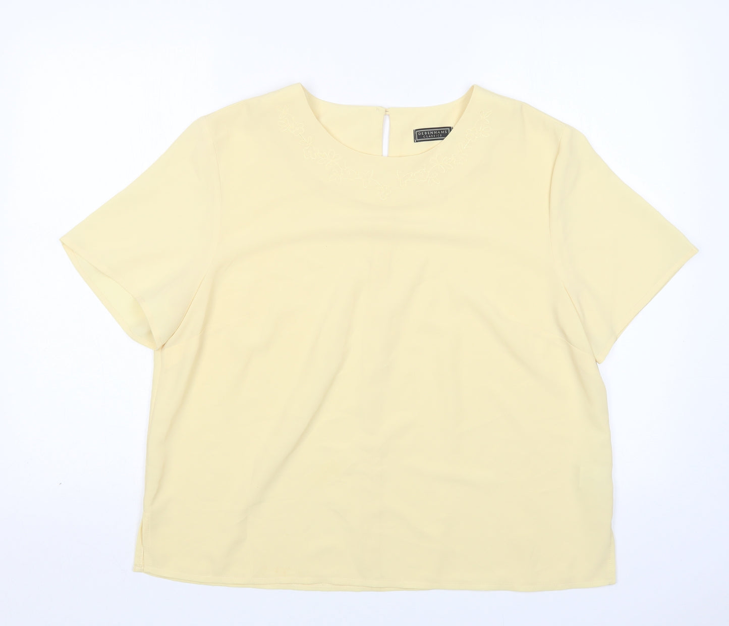 Debenhams Womens Yellow  Polyester Basic Blouse Size 16 Round Neck