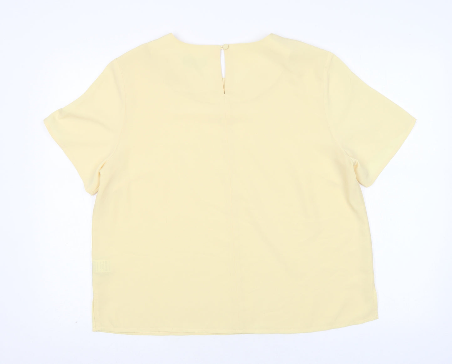 Debenhams Womens Yellow  Polyester Basic Blouse Size 16 Round Neck