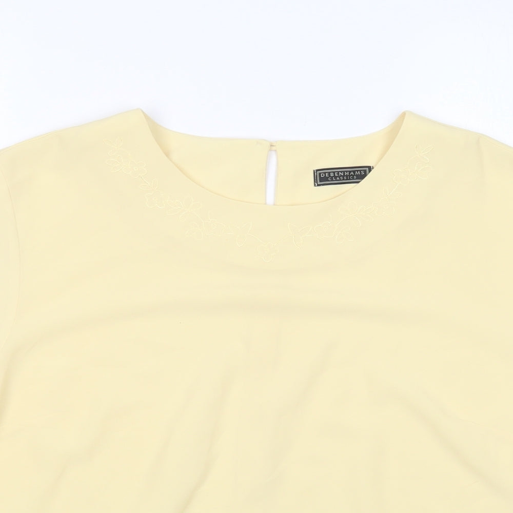 Debenhams Womens Yellow  Polyester Basic Blouse Size 16 Round Neck