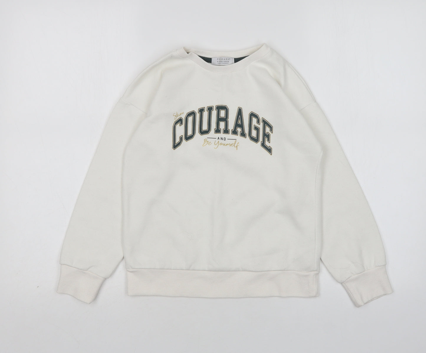 Primark Girls White  Cotton Pullover Sweatshirt Size 8-9 Years