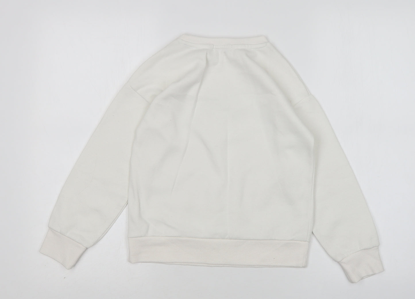 Primark Girls White  Cotton Pullover Sweatshirt Size 8-9 Years