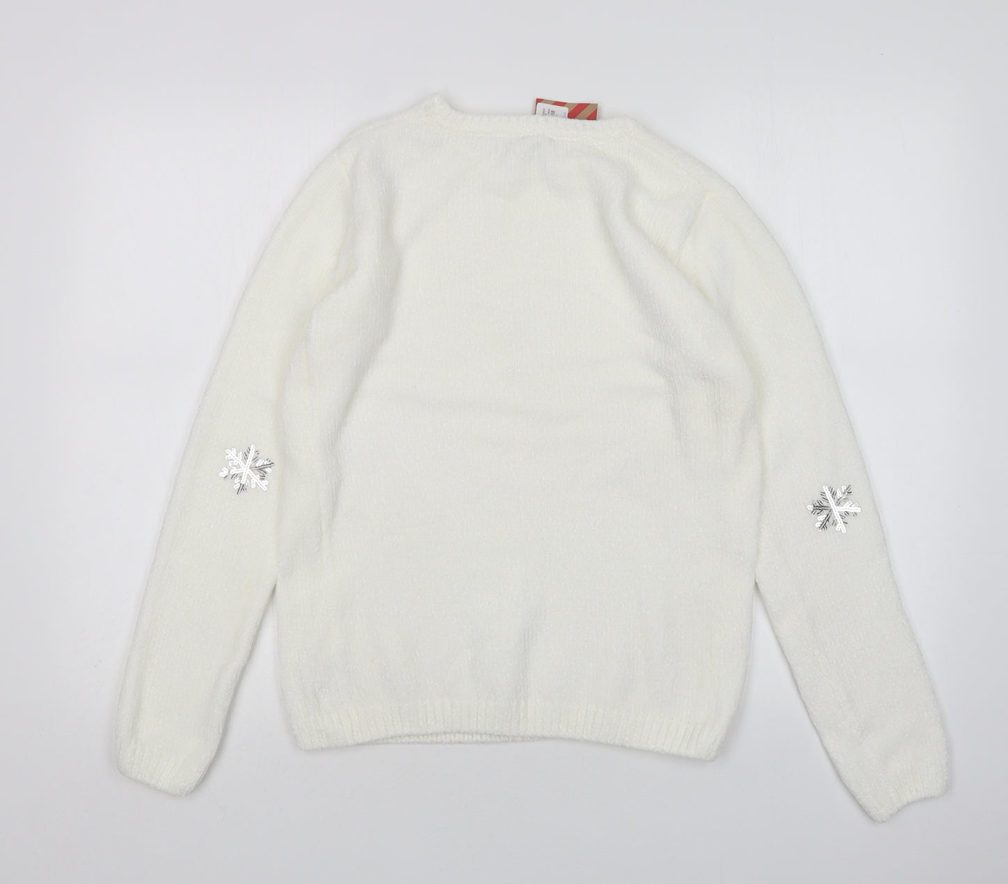 Primark Girls White Round Neck  Polyester Pullover Jumper Size 13-14 Years