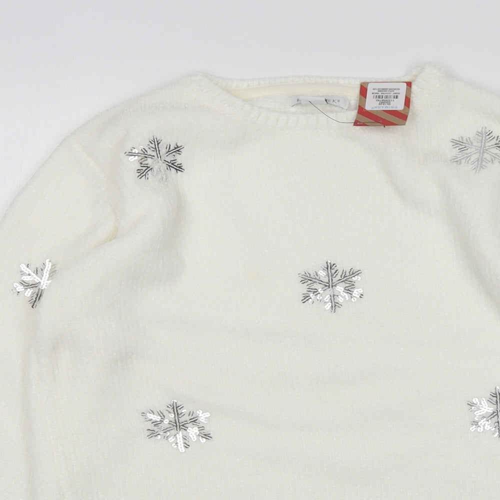 Primark Girls White Round Neck  Polyester Pullover Jumper Size 13-14 Years