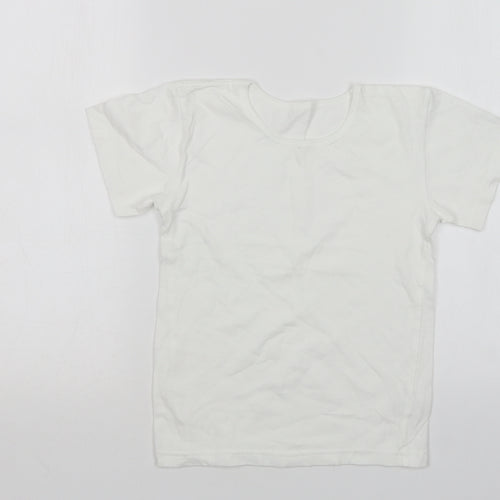 Matalan Boys White  Cotton Basic T-Shirt Size 8-9 Years Round Neck
