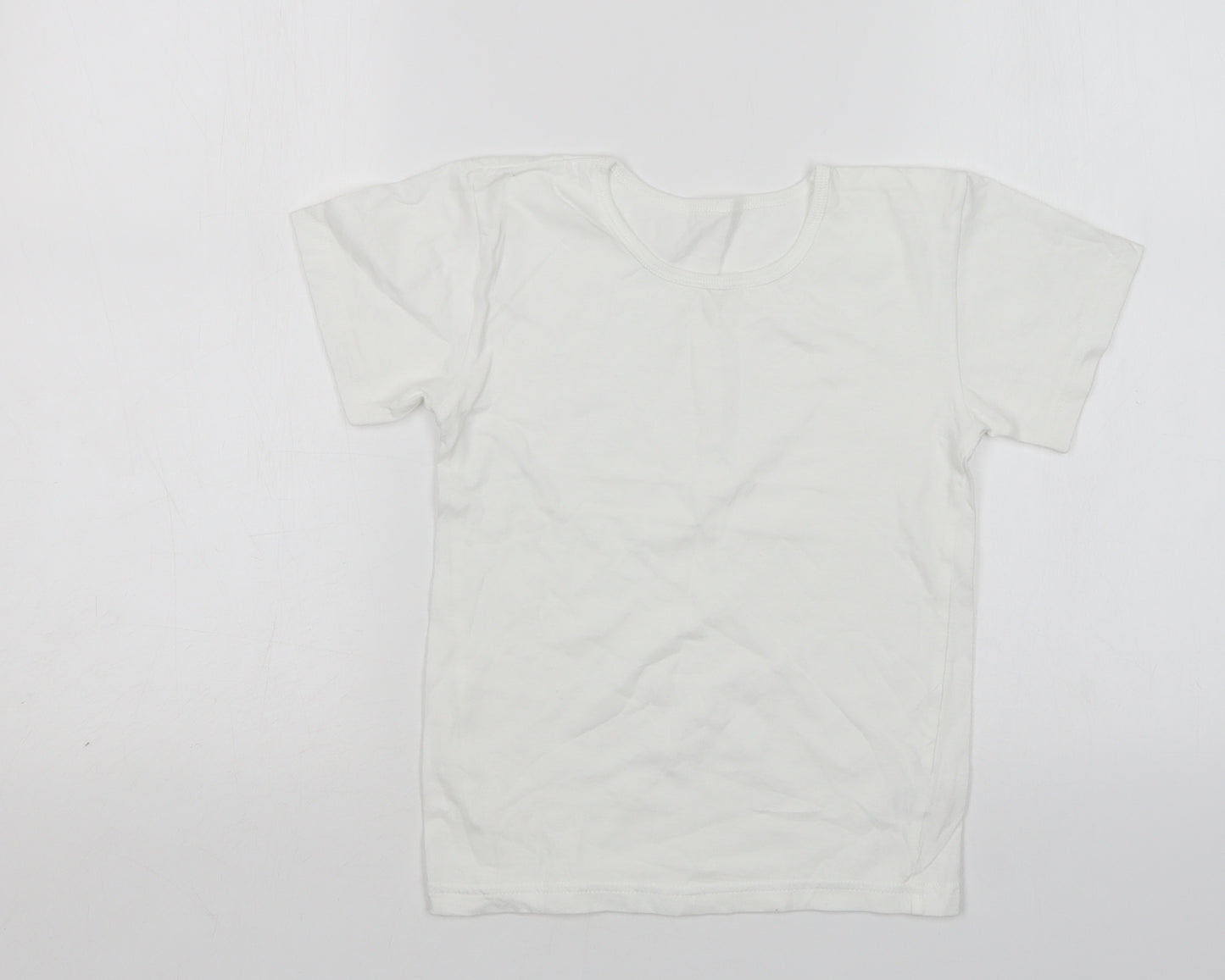 Matalan Boys White  Cotton Basic T-Shirt Size 8-9 Years Round Neck