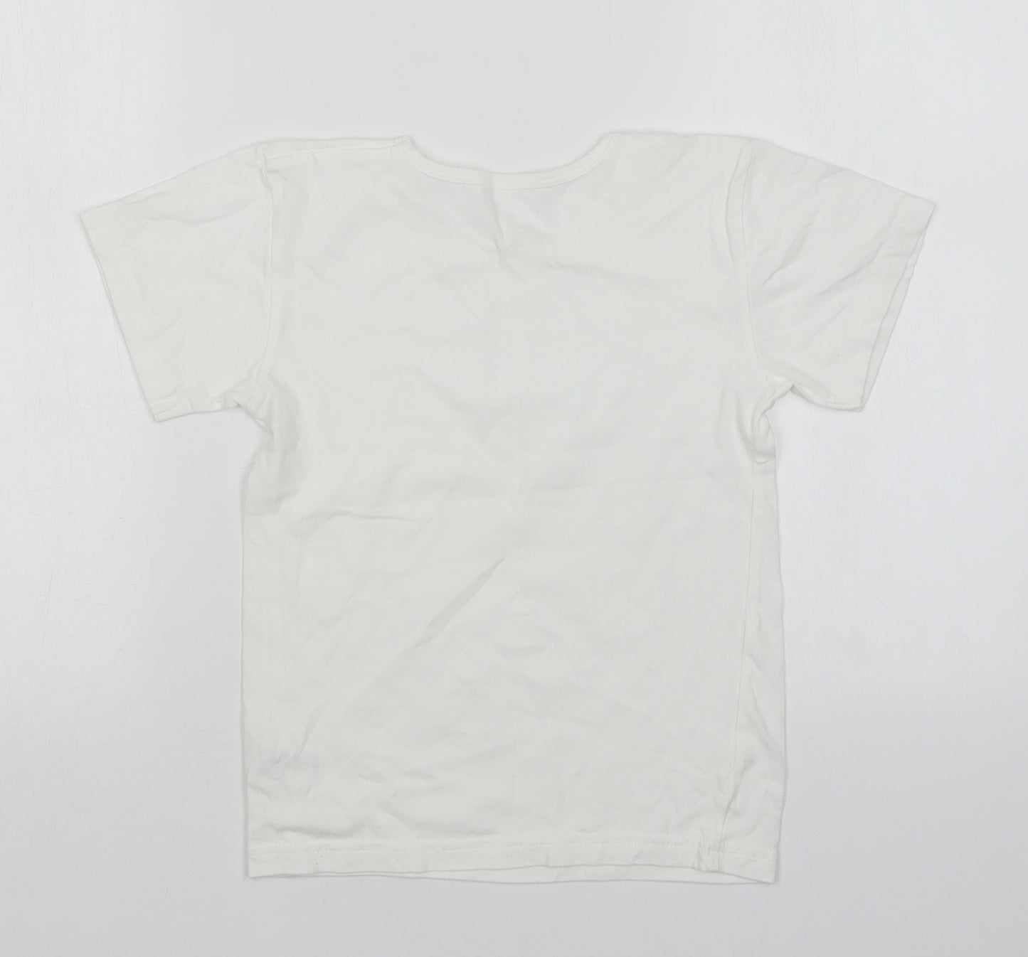 Matalan Boys White  Cotton Basic T-Shirt Size 8-9 Years Round Neck