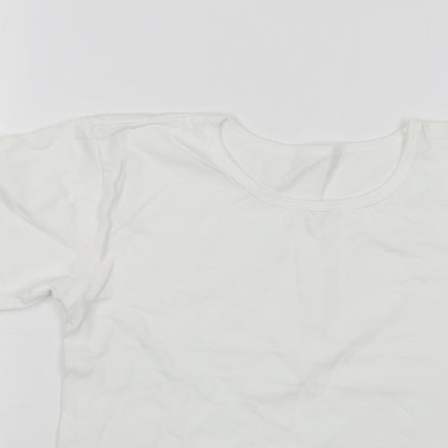 Matalan Boys White  Cotton Basic T-Shirt Size 8-9 Years Round Neck
