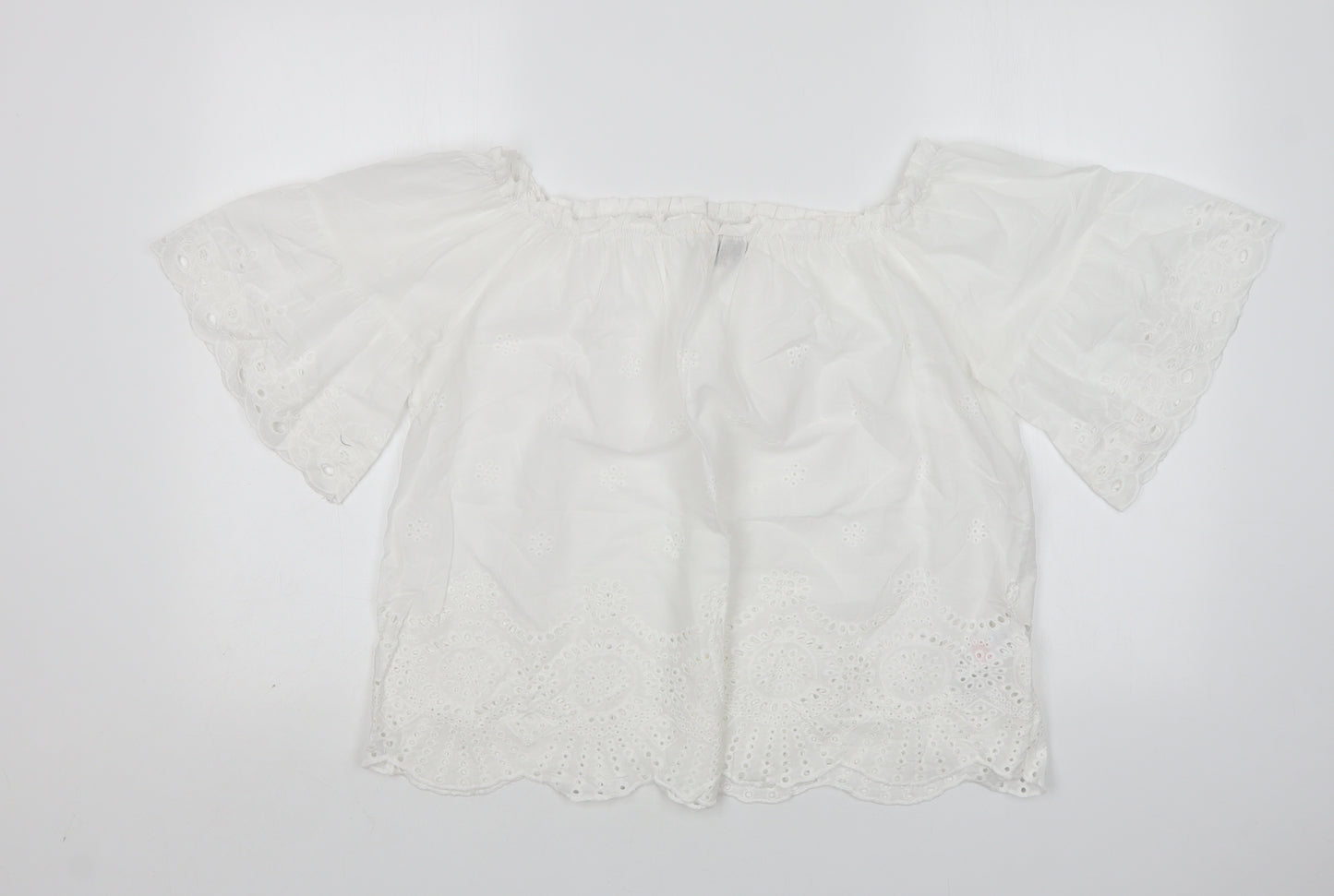Cameo Rose  Womens White  Cotton Basic Blouse Size 18 Boat Neck