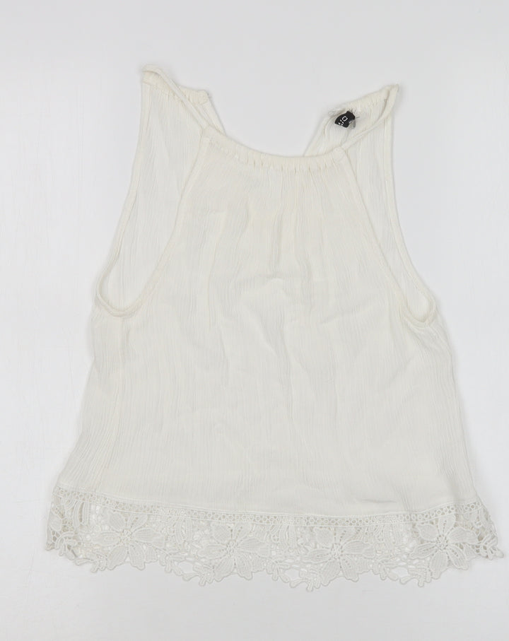 H&M Womens White   Basic Blouse Size 4 Round Neck