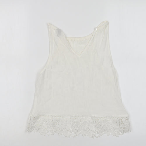 H&M Womens White   Basic Blouse Size 4 Round Neck