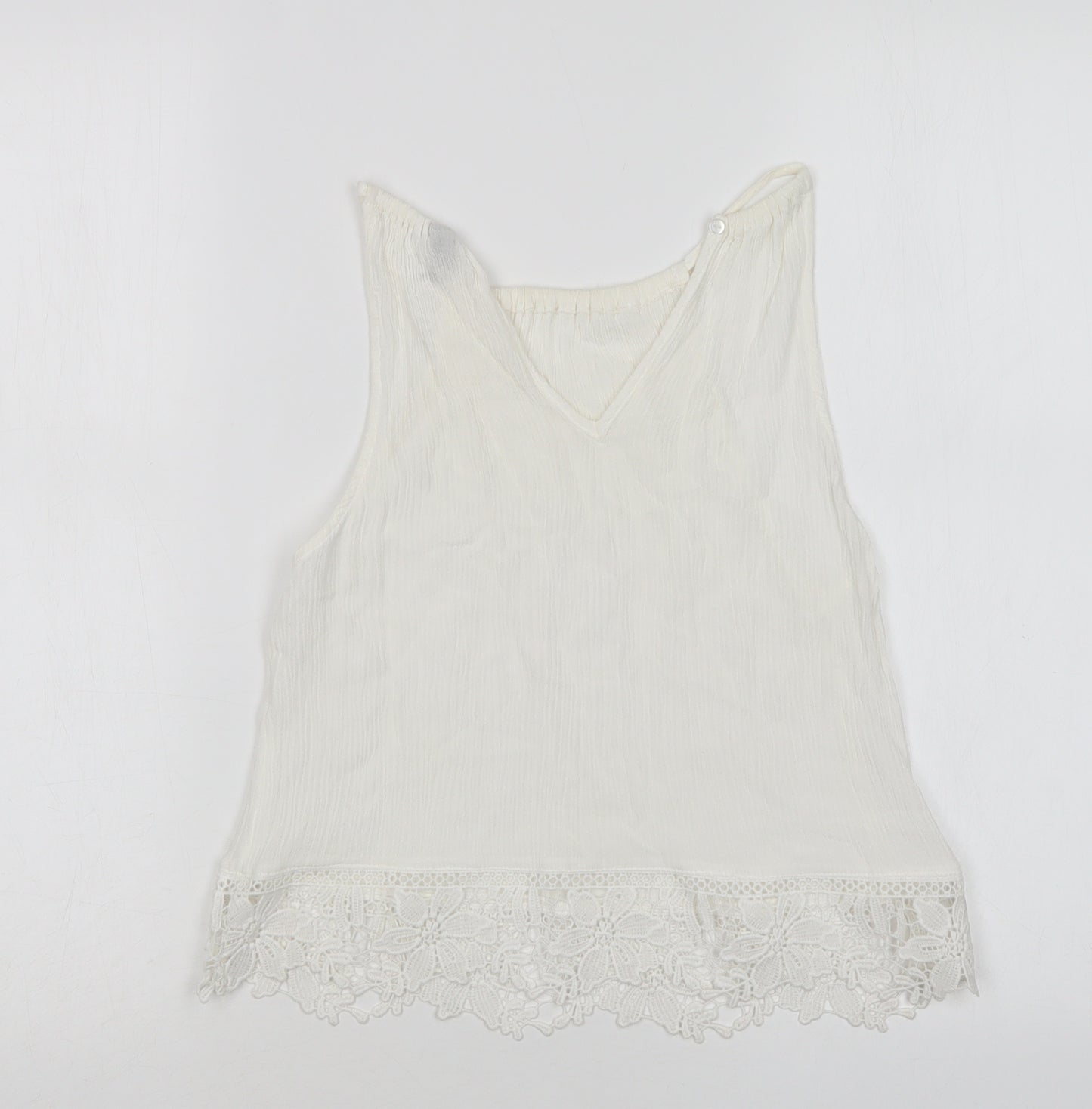 H&M Womens White   Basic Blouse Size 4 Round Neck