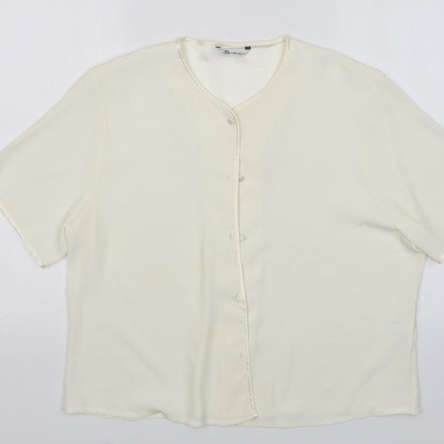 Berkertex Womens Ivory  Polyester Basic Button-Up Size 18 Round Neck