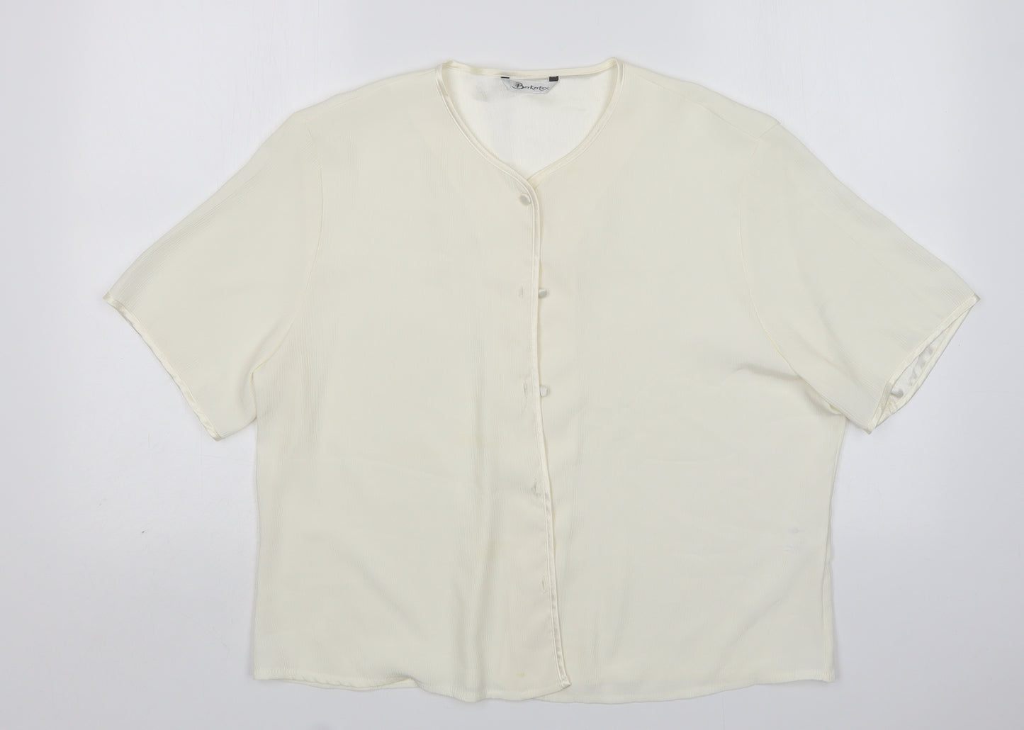 Berkertex Womens Ivory  Polyester Basic Button-Up Size 18 Round Neck