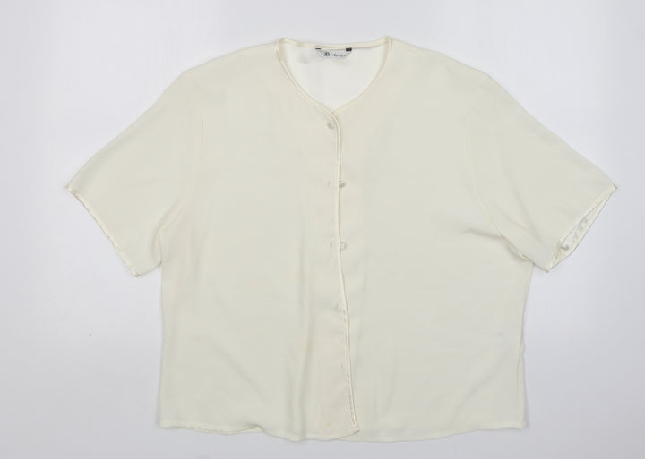 Berkertex Womens Ivory Polyester Basic Button-Up Size 18 Round Neck