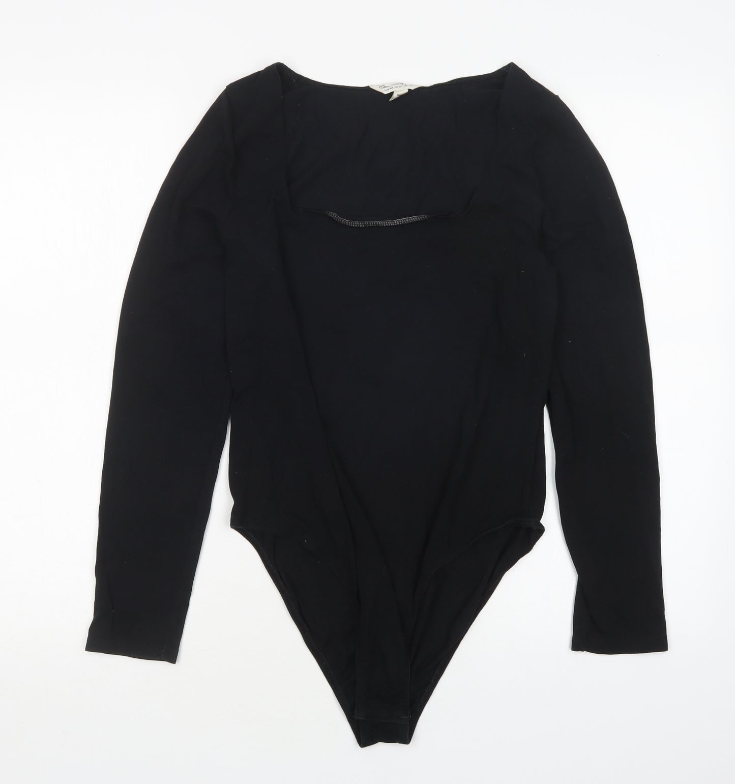 Miss Selfridge Womens Black  Cotton Bodysuit One-Piece Size 16