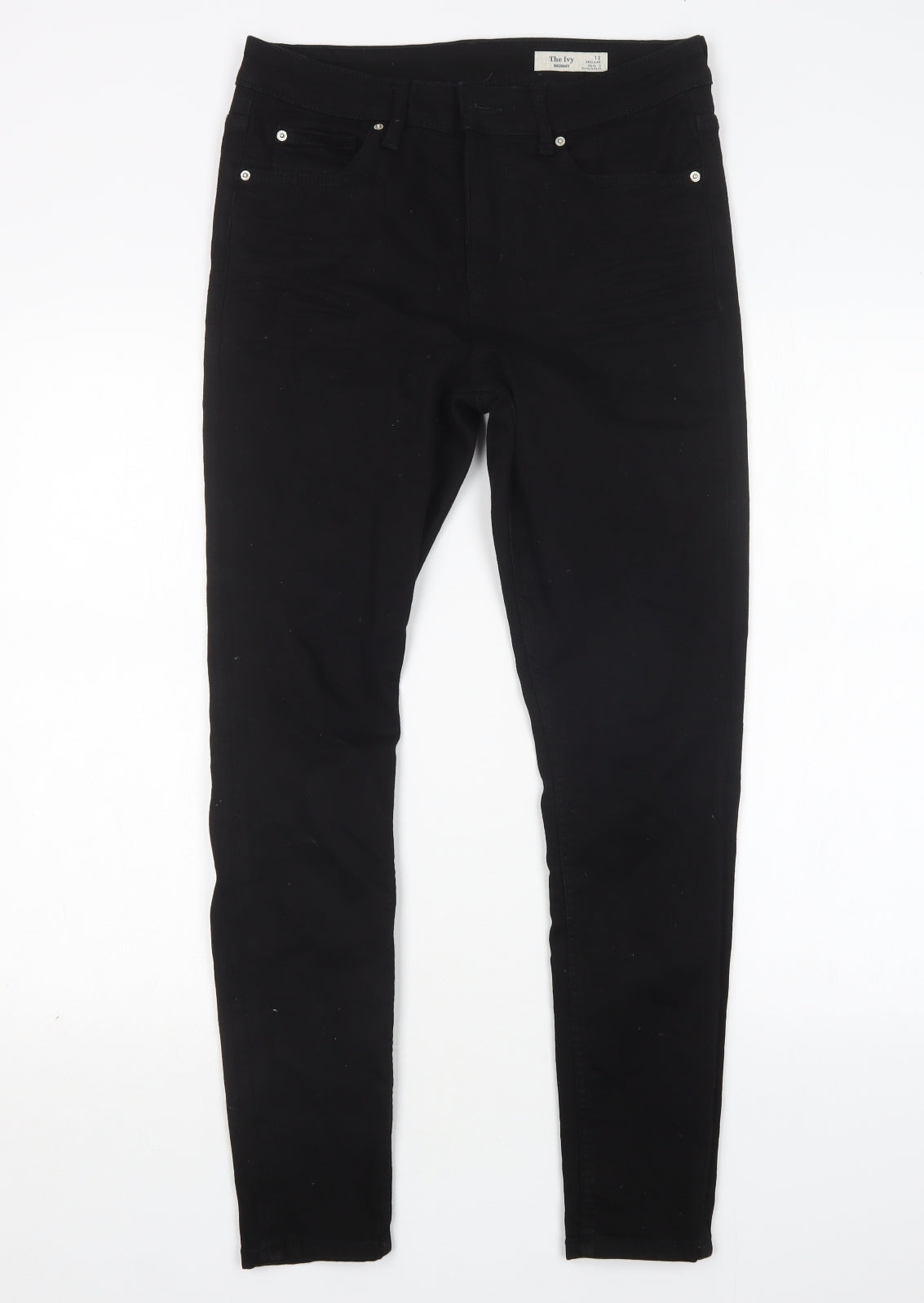 M&S Womens Black  Cotton Skinny Jeans Size 12 L28 in Regular