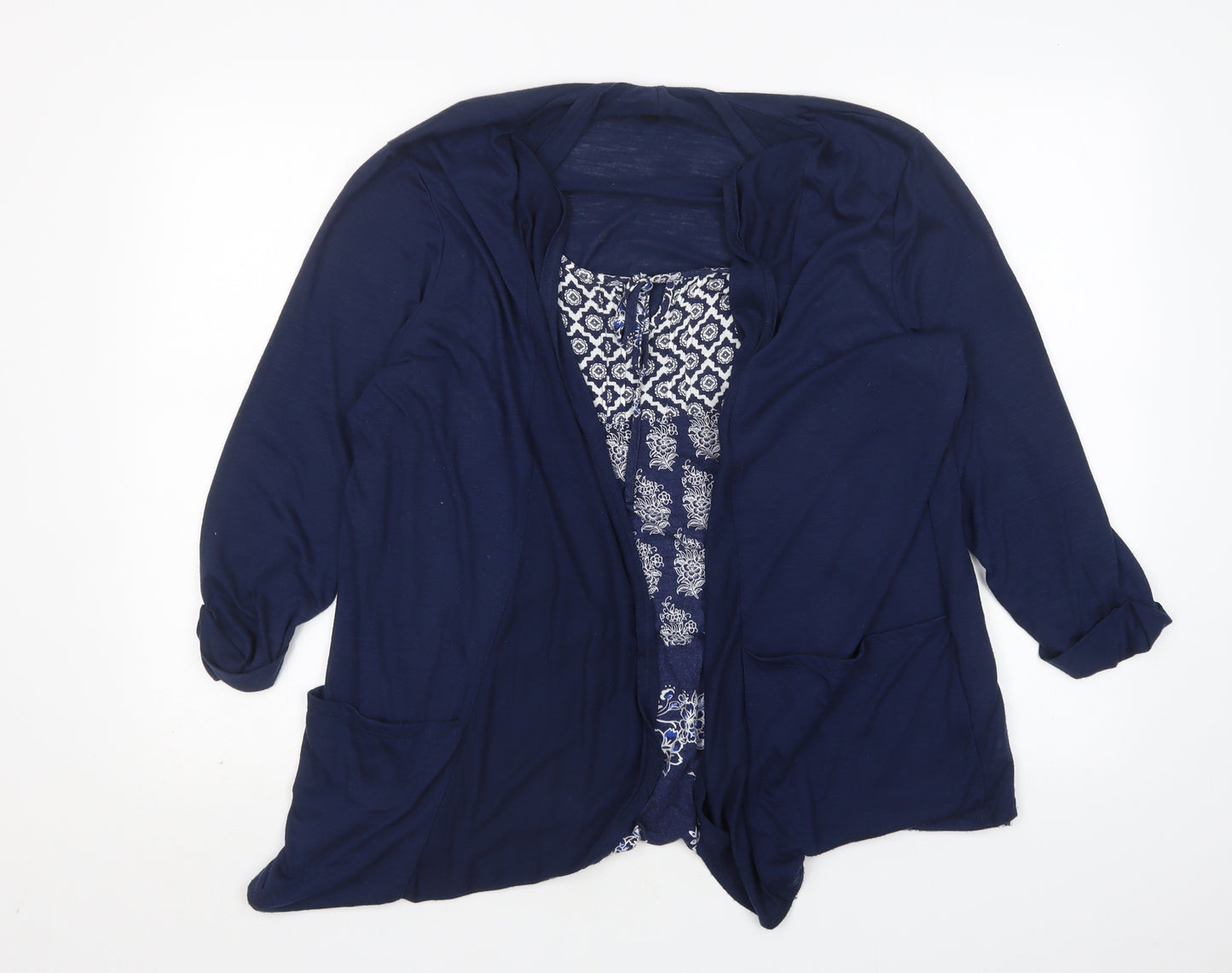 Debenhams Womens Multicoloured Round Neck Floral Polyester Cardigan Jumper Size 20   - Cardigan With T shirt
