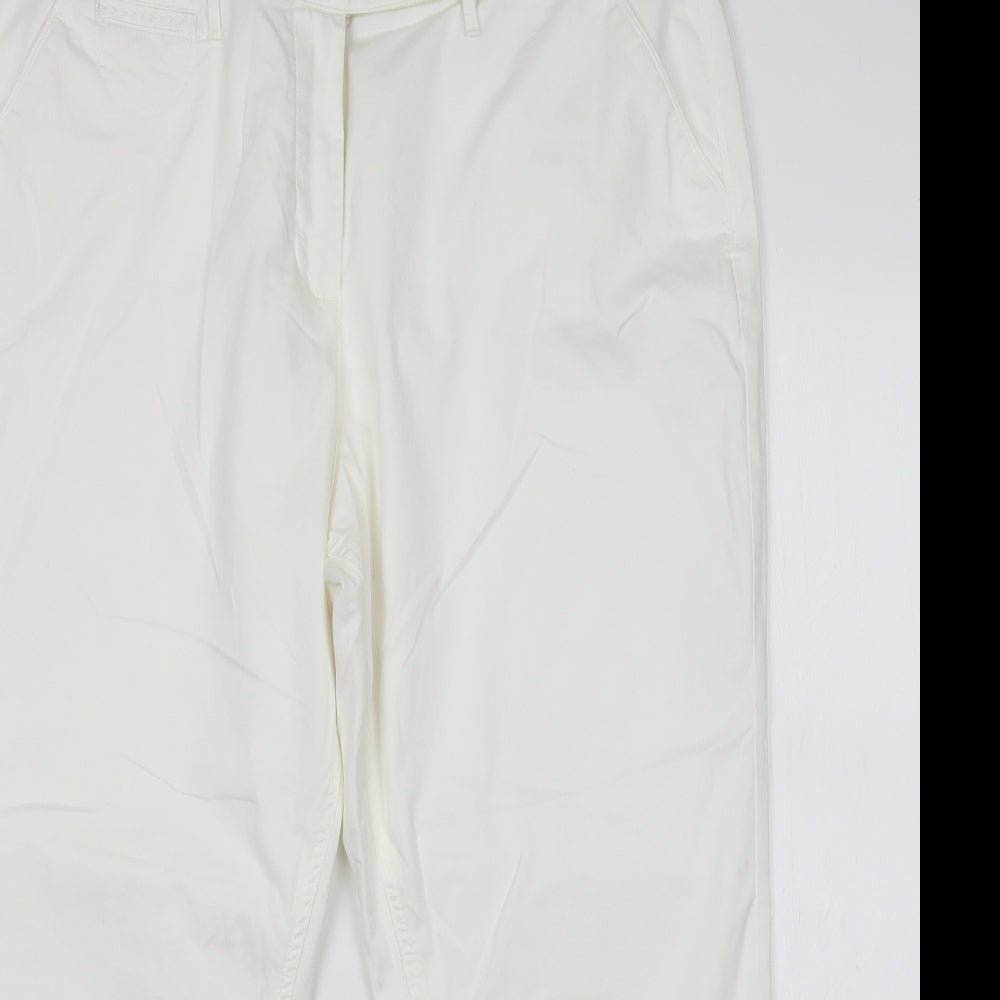 M&S Womens White  Cotton Cropped Trousers Size 20 L27 in Regular